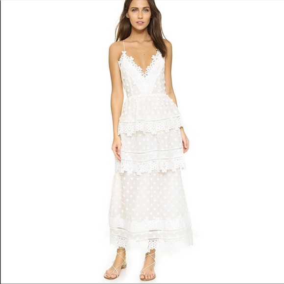 Self-Portrait Dresses | Self Portrait White Tiered Midi Dress | Poshmark
